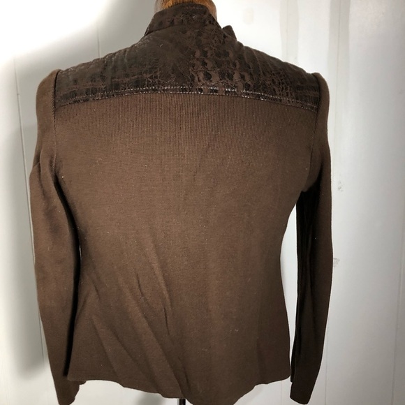 Women’s Brown Faux Leather Gold Studded Blazer. Size Small/Petite. - Picture 2 of 10